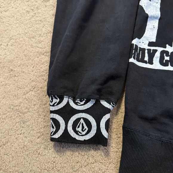 Vintage Volcom Hoodie Zip Up Black White Y2K Punk Skater Grunge Size Large L - Picture 4 of 7